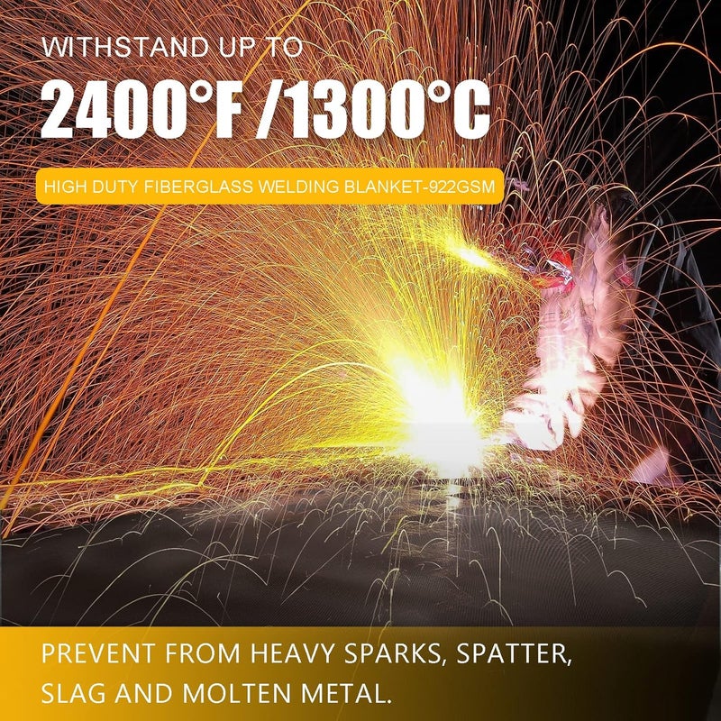 MULMART Welding Blanket 10X10FT, 922GSM, Black, Heavy Duty Welding Blanket, Fireproof Welding Blanket, 1/3”(8mm) Thickness, Large Welding Fireproof Thermal Resistant - Image 4